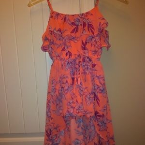 Girls orange floral romper/dress